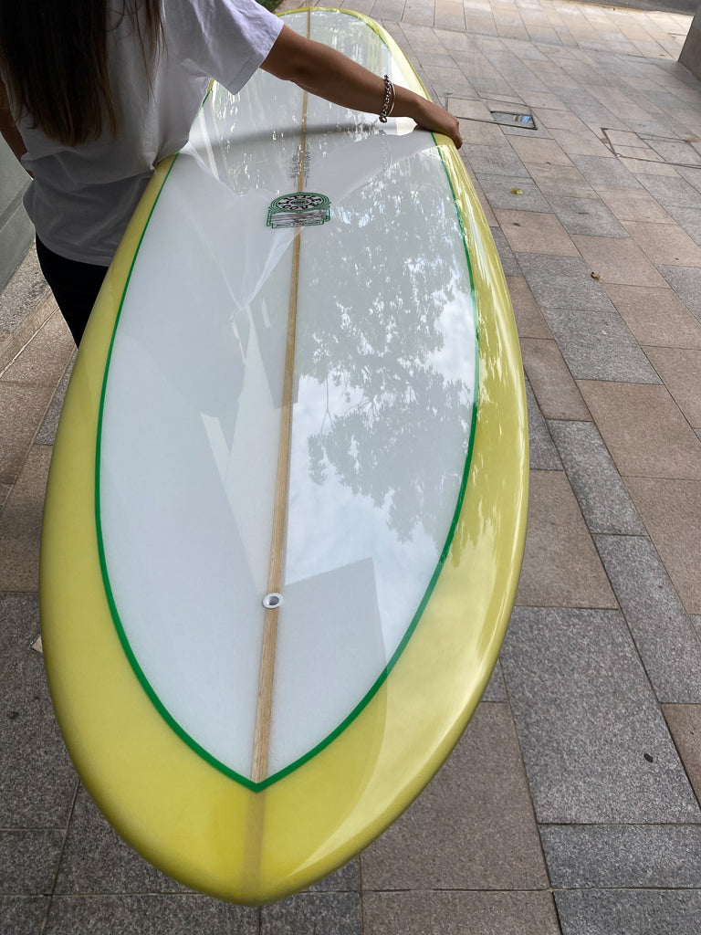 9'4 Little Cove Model In Candy Yellow Green pin lines